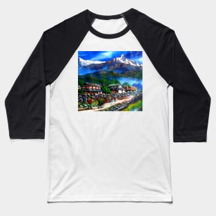 Panoramic View Of Everest Mountain Baseball T-Shirt